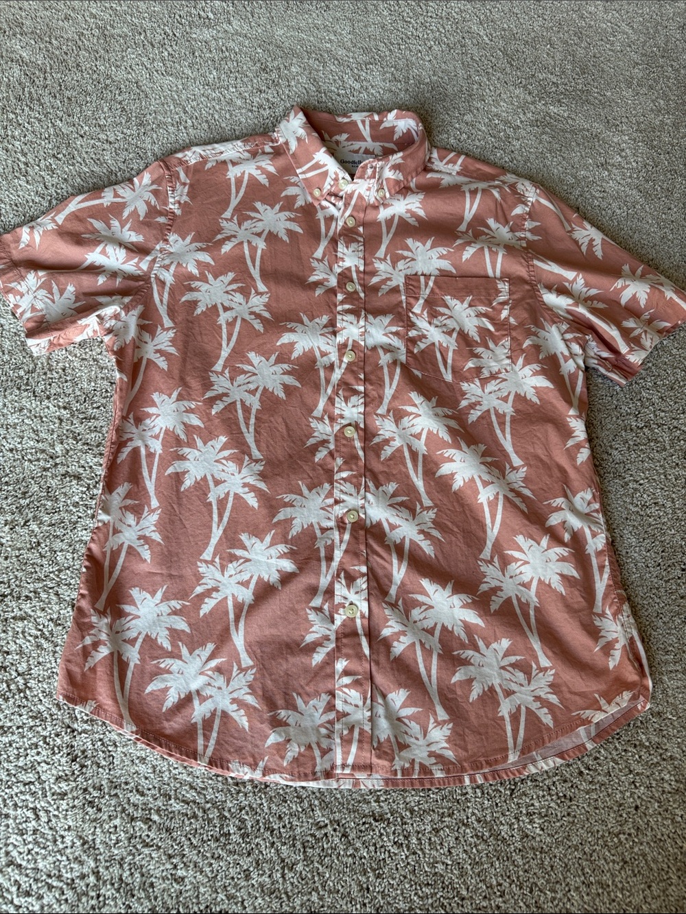 Goodfellow & Co Men's Short-Sleeve Palm Print Button-Down Shirt